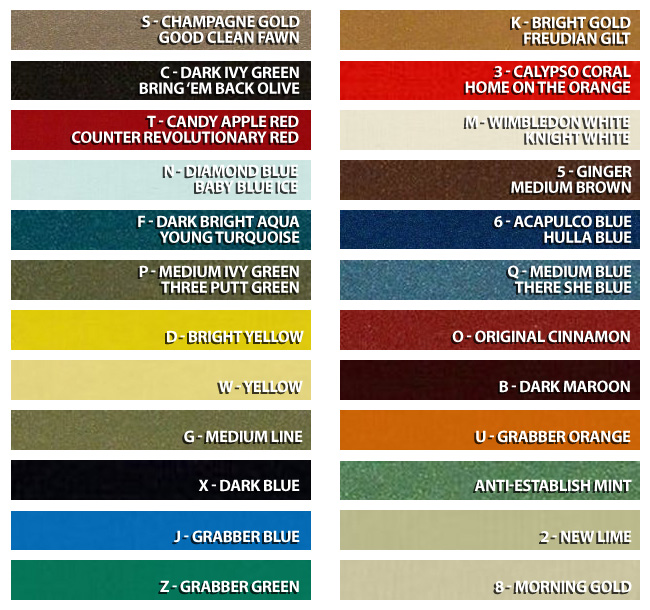 1968 Ford mustang color chart #8